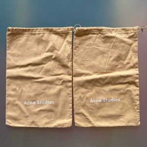 ACNE STUDIOS set of 2 canvas dust shoe storage bags 14 1/4" x 9 1/2"